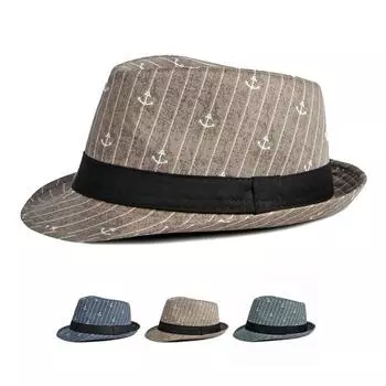 Весенне-летняя полосатая шляпа, женская солнцезащитная пляжная шляпа, уличная джазовая шляпа тёмно-синий