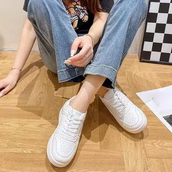 Весенне-летняя повседневная мода, новые дышащие кроссовки с круглым носком и толстой подошвой, однотонные, удобные женские кроссовки для ходьбы 35