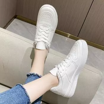 Весенне-летняя повседневная модная новая дышащая белая обувь на шнуровке с круглым носком, кроссовки, удобная женская прогулочная обувь 35