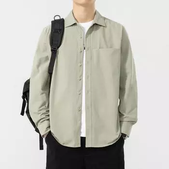 Весенне-летняя повседневная рубашка с длинным рукавом, мужская свободная рубашка-куртка, из чистого хлопка, белая дюймовая рубашка, тонкая куртка M