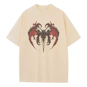 Весенне-летняя прохладная футболка с принтом монстра, тяжелая, удобная, мужская и женская, крутая хлопковая, универсальная, свободная S