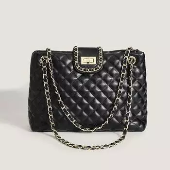 Весенне-летняя простая сумка на одно плечо подмышкой, ромбовидная сумка-тоут, вместительная сумка для поездок на работу, женская сумка чёрный