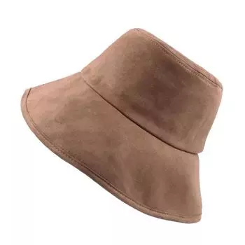 Весенне-летняя японская большая шляпа-ведро с карнизом, женская простая шляпа из оленьей кожи, мужская солнцезащитная шляпа для улицы, складная шляпа-ведро Around 58 серый