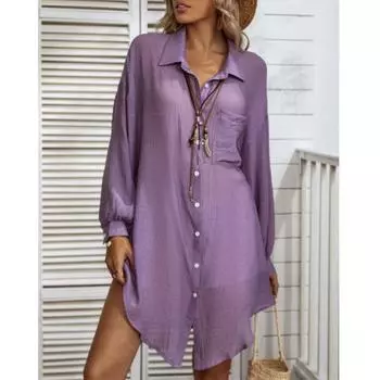 Весенне-летняя рубашка из хлопка и льна, бамбуковая тонкая блузка, однотонный однобортный топ с карманами и длинными рукавами для женщин S белый