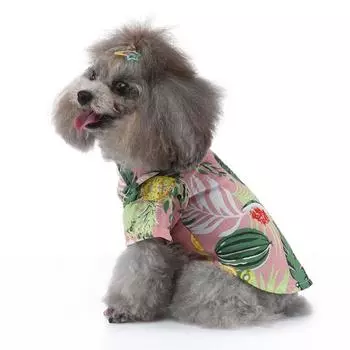 Весенне-летняя рубашка с принтом ромашки, гавайская рубашка для домашних животных, одежда для собак, пляжная клетчатая рубашка для домашних собак S