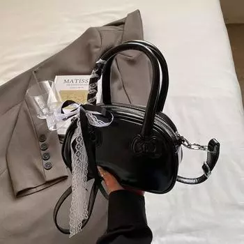 Весенне-летняя ручная сумка-подушка с бантом, женская новая простая и модная сумка через плечо, высококлассная сумка-мессенджер чёрный