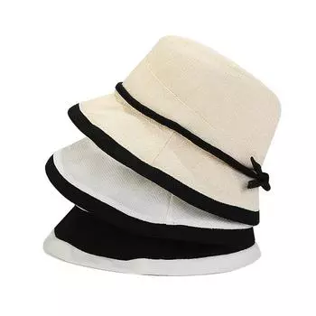 Весенне-летняя рыбацкая шляпа, женская модная однотонная хлопковая панама, уличная повседневная шляпа от солнца, защита от солнца делает лицо меньше, панама-ведро чёрный