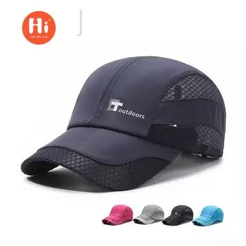 Весенне-летняя сетчатая тонкая быстросохнущая кепка мужская и женская дышащая солнцезащитная козырек для занятий спортом на открытом воздухе повседневная марлевая бейсболка adjusable чёрный