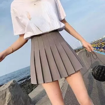 Весенне-летняя школьная юбка для женщин и девочек, милая, черная, белая, розовая, с высокой талией, женская мини-юбка в консервативном стиле XS белый