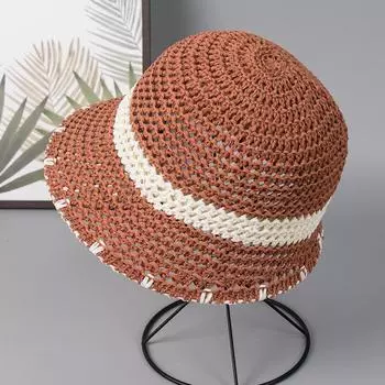 Весенне-летняя шляпа рыбака, детская корейская мода, цветная дышащая ажурная вязаная панама из хлопка и конопли, солнцезащитная шляпа 56-58CM