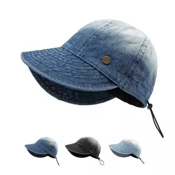 Весенне-летняя солнцезащитная шляпа в рыбацком стиле, женская повседневная солнцезащитная пляжная шляпа с градиентом, джинсовая панама с козырьком, шляпа для бассейна Gorras 55-59cm темно-синий