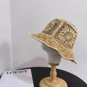 Весенне-летняя соломенная шляпа детская шляпа-ведро темперамент универсальная повседневная пляжная шляпа женская соломенная шляпа с цветком затенение защита от солнца карнизы M56-58cm чёрный
