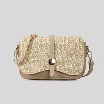 Весенне-летняя соломенная сумка Seaside Holiday Wind Clamshell одно плечо сумка через плечо Женская мода Все Маленькая квадратная сумка хаки