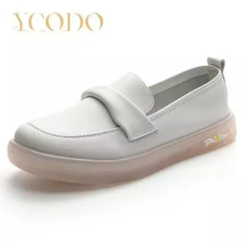 Весенне-летняя студенческая кожаная повседневная обувь на мягкой подошве, женская обувь без шнуровки 42 белый