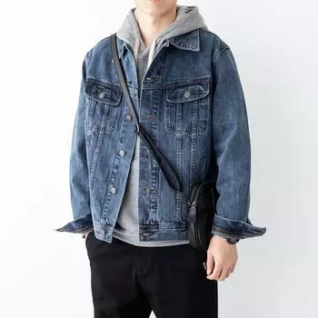 Весенне-летняя свободная модная повседневная мужская верхняя куртка с лацканами S