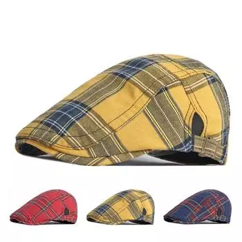 Весенне-летняя тонкая дышащая кепка, мужской винтажный берет в британском стиле, женский клетчатый берет в стиле Гэтсби, шляпы художников, плоская шляпа плюща, Gorro Hombre Boina 55-59cm жёлтый