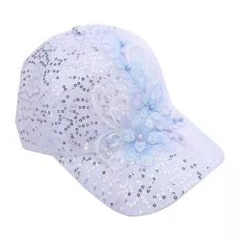 Весенне-летняя тонкая кружевная дышащая бейсболка с цветочным принтом и блестками, модная уличная женская солнцезащитная шляпа с утиным языком белый