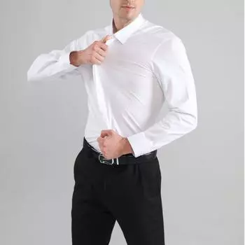 Весенне-летняя тонкая мужская рубашка с длинными рукавами, однотонная, простая городская рубашка, свободная повседневная спортивная рубашка большого размера, новая эластичная рубашка XXL чёрный