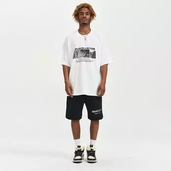 Весенне-летняя уличная креативная футболка с принтом «Три пазла», свободная повседневная футболка с короткими рукавами, мужской парный наряд S белый