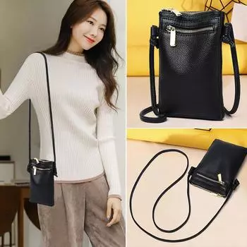 Весенне-летняя вертикальная сумка из натуральной кожи первого слоя для мобильного телефона через плечо для мам среднего возраста коричневый