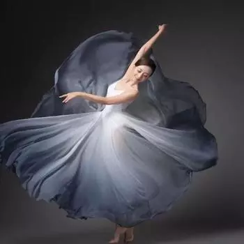 Весенне-летняя женская этническая классическая современная танцевальная тренировочная юбка с градиентом, элегантная юбка для выступлений, юбка-халат, эфирная юбка 720 градусов XL синий