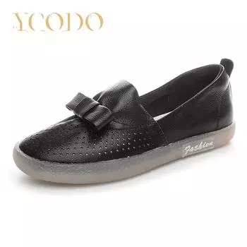 Весенне-летняя женская обувь из натуральной кожи с мягкой подошвой и открытыми отверстиями, удобная нескользящая обувь для беременных на плоской подошве с бантом 41 белый