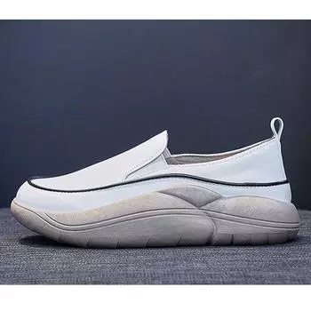 Весенне-летняя женская обувь, мягкие женские туфли на плоской подошве, брендовые женские лоферы на плоской подошве без шнуровки, черно-белые туфли, увеличивающие рост на 3 см 35 белый