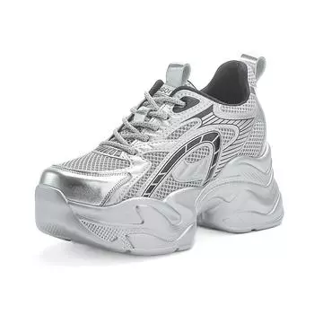 Весенне-летняя женская обувь новая обувь на танкетке с толстой подошвой, повседневная, внутренняя высота увеличена на 8 см, повседневные маленькие папины кроссовки 34