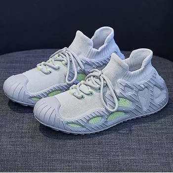 Весенне-летняя женская обувь, тканые носки, туфли на толстой подошве, корейская версия тренда женской спортивной повседневной обуви 36