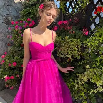 Весенне-летняя женская одежда, торжественное платье с темпераментом и юбкой на подтяжках, однотонная юбка средней длины, сетчатая юбка с бантом S