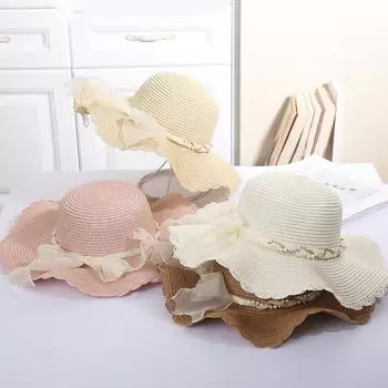 Весенне-летняя женская шляпа, солнцезащитная пляжная рыбацкая соломенная шляпа, большие поля, бамбуковая шляпа, галстук-бабочка, модная уличная H31 56-58CM