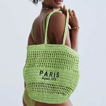 Весенне-летняя женская соломенная сумка с вырезанными буквами, женская сумка ручной работы, большая вместимость, сумка-корзина для овощей