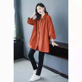 Весенне-летняя женская свободная повседневная однотонная ветровка средней длины XXXXXXL чёрный