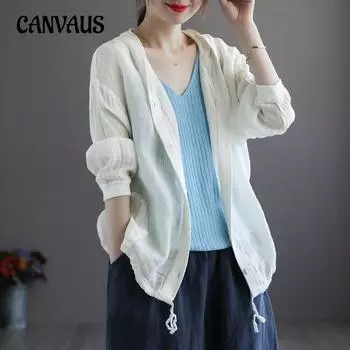 Весенне-летняя женская тонкая короткая куртка больших размеров с капюшоном и длинными рукавами L белый