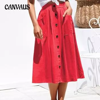 Весенне-летняя женская юбка больших размеров с карманами, юбка до талии S жёлтый