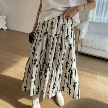 Весенне-летняя женская юбка-трапеция средней длины с высокой талией, женская юбка-зонтик