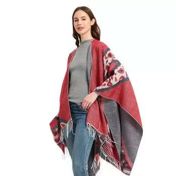Весенне-осенне-зимняя женская шаль с леопардовым принтом для путешествий, разделенная шаль с кисточками SH14-1