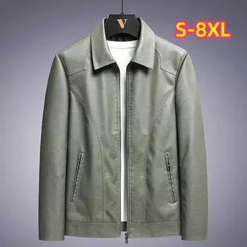 Весенне-осеннее мужское пальто из искусственной кожи 8XL, мужская кожаная куртка с лацканами, корейская кожаная куртка больших размеров, мужская
