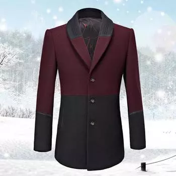 Весенне-осеннее мужское шерстяное пальто с воротником Qinggu, мужское шерстяное пальто среднего возраста, тонкий тренчкот M красный