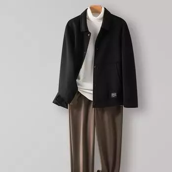 Весенне-осеннее пальто из 100% шерсти, короткая куртка, двухстороннее шерстяное пальто, мужское пальто высокого качества без кашемира M