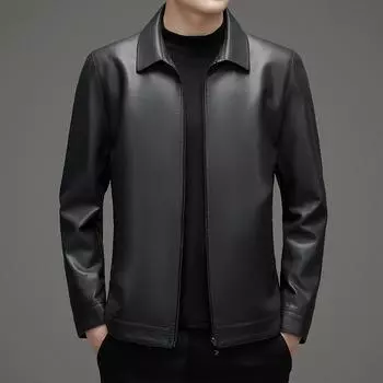 Весенне-осеннее пальто из натуральной кожи, мужская куртка, большой размер, лацкан, овчинная кожаная куртка, одежда для папы 170