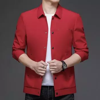 Весенне-осеннее пальто высокого класса, свободная деловая куртка из шелка тутового шелкопряда для папы, мужская куртка среднего возраста, модная повседневная куртка с лацканами 170