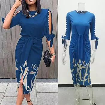 Весенне-осеннее сексуальное плиссированное платье со шнуровкой и принтом, модная элегантная женская одежда S вино красного