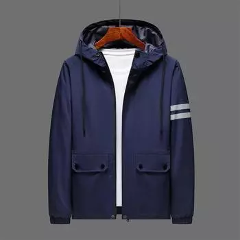 Весенне-осеннее свободное пальто, мужская повседневная спортивная тонкая куртка с капюшоном L хаки