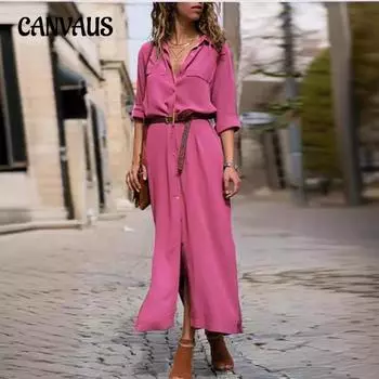 Весенне-осеннее женское длинное платье с длинными рукавами и поясом S чёрный