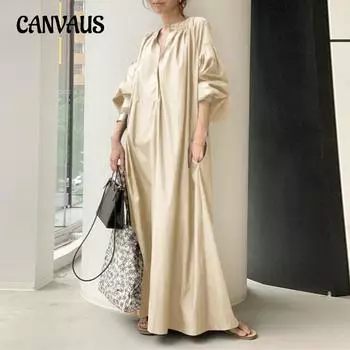 Весенне-осеннее женское хлопково-льняное платье, японское простое свободное повседневное длинное женское платье больших размеров