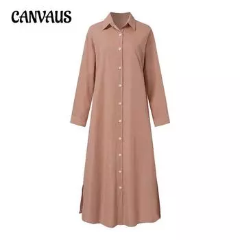 Весенне-осеннее женское платье больших размеров, хлопково-льняная рубашка, длинные платья, повседневные платья с длинным рукавом
