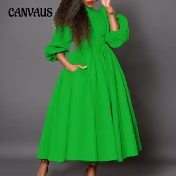 Весенне-осеннее женское платье больших размеров с половиной высоким воротом и разрезом на талии, тонкие большие распашные платья с темпераментной талией S жёлтый