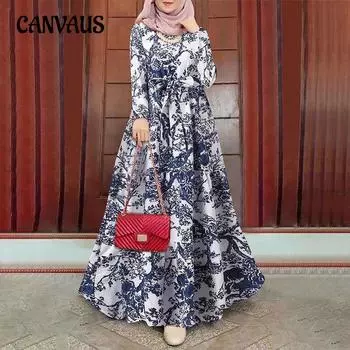 Весенне-осеннее женское платье больших размеров из хлопка и льна, длинные платья, винтажный пуловер с принтом, длинное платье, платья