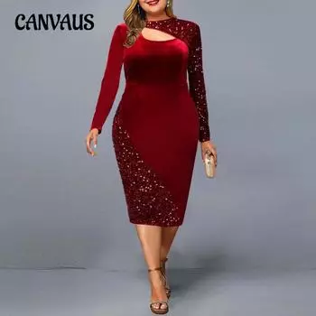 Весенне-осеннее женское платье больших размеров с блестками и золотым бархатом, нерегулярные платья